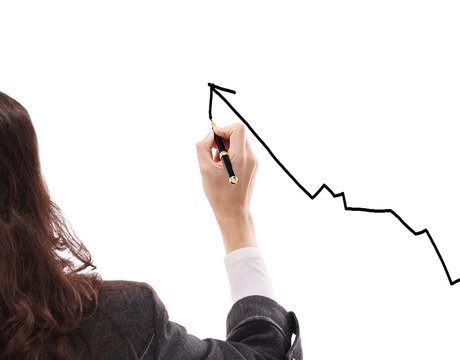 close up.business woman drawing a marketing diagram on a flip chart