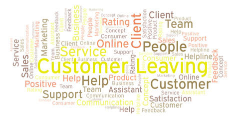 Customer Leaving word cloud.
