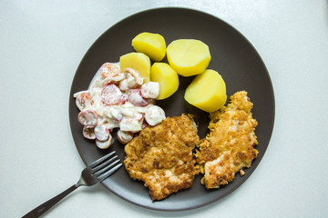 Pork chop with potatoes. Polish traditional dish