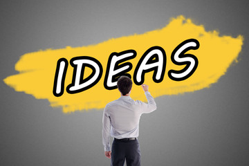 Word ideas written on a wall