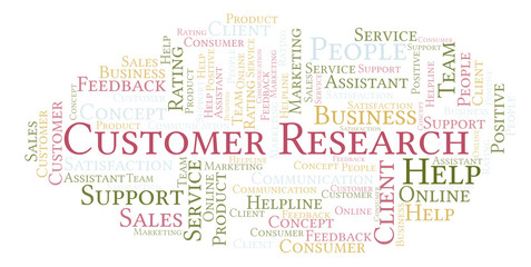 Obraz premium Customer Research word cloud.