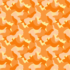 Camouflage orange color seamless pattern. Khaki repeat como abstract background.