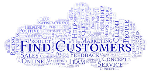 Find Customers word cloud.