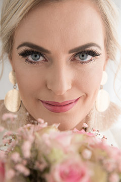Beautiful bride with elegant makeup