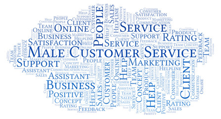 Male Customer Service word cloud.