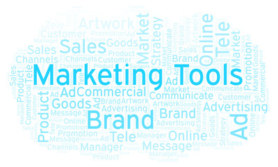 Obraz premium Word cloud with text Marketing Tools.