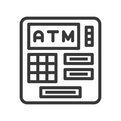 atm machine, bank and financial related icon, editable stroke outline