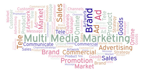 Obraz premium Word cloud with text Multi Media Marketing.
