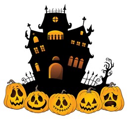 Halloween house silhouette theme 4