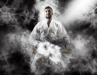 Papier Peint photo Lavable Arts martiaux One judoka fighter man