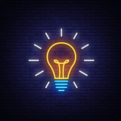 Light Bulb neon sign vector. Light Bulb Design template neon icon, light banner, neon signboard, light symbol. Vector illustration © Ivan