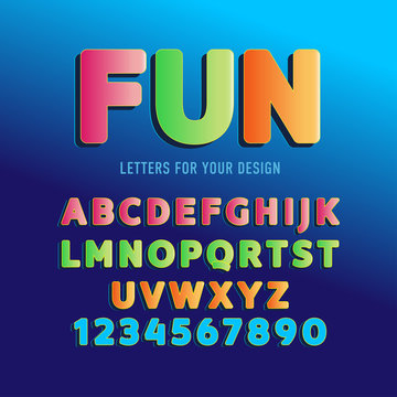	
Fun Vector alphabet, font, isolated vector illustration. Cartoon alphabet letters and numbers.
