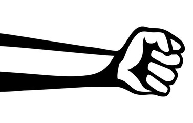 Fototapeta premium Hand of a man with a fist on a white background.