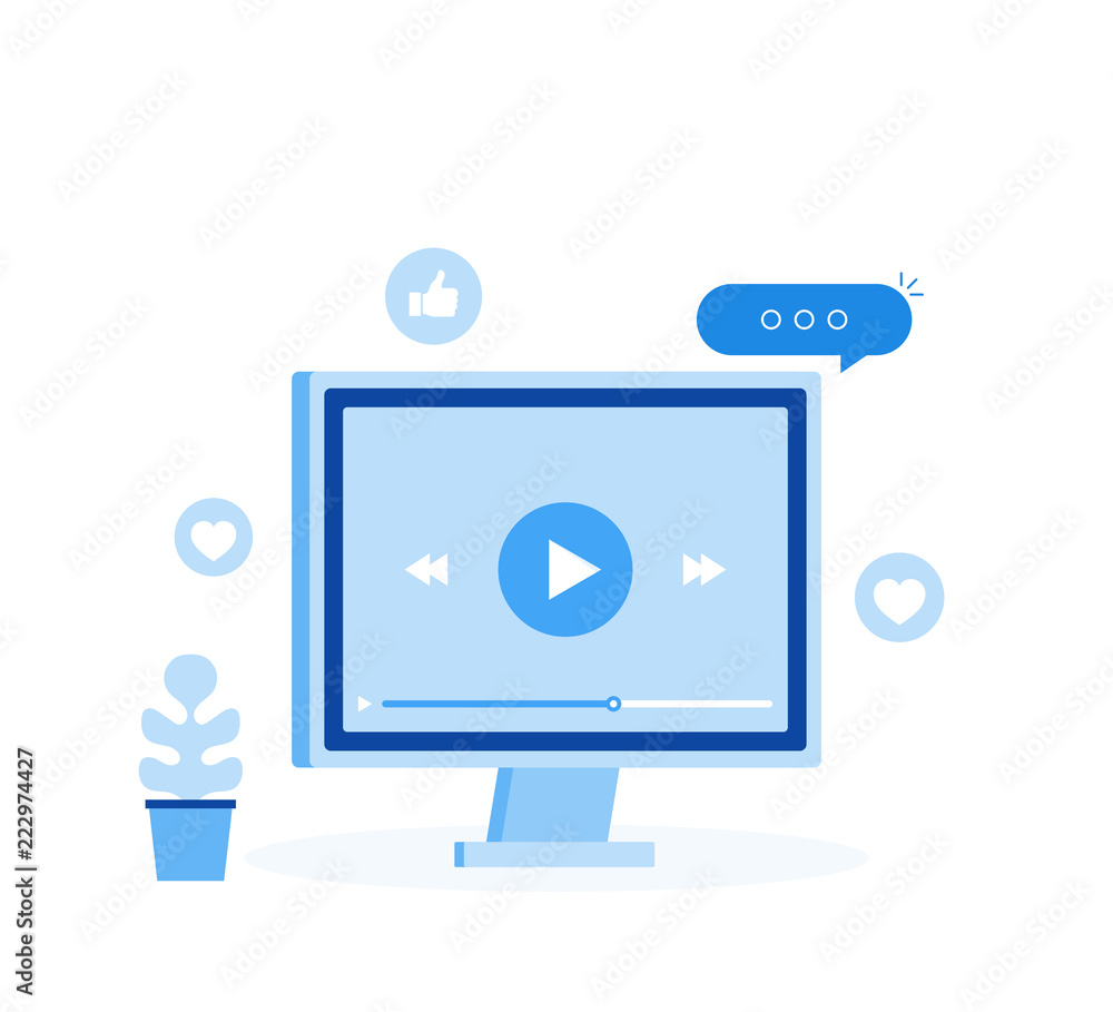 Poster video tutorials icon concept. online webinar and video conference sign design with comments. study a