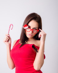 Young woman with gift posing
