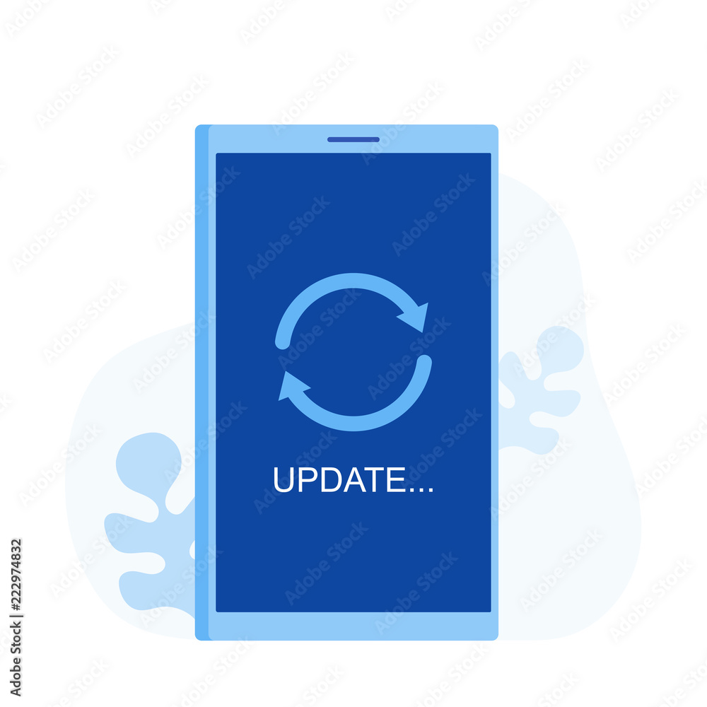 Aufkleber system software update and upgrade concept. loading process in phone screen. vector illustration. mo
