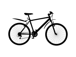 Fototapeta na wymiar Vector silhouette of hardtail mountain bike