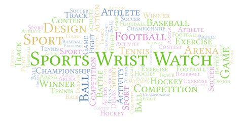 Obraz premium Sports Wrist Watch word cloud.