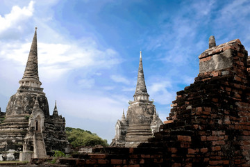 Fototapeta premium Ancient city in historic national park in Ayutthaya province of Thailand