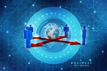 3d illustration Business Network 