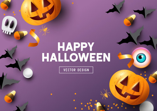 Happy Halloween Purple Frame Background