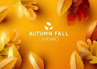 Poster Autumn Vector Background with Falling Leaves © James Thew