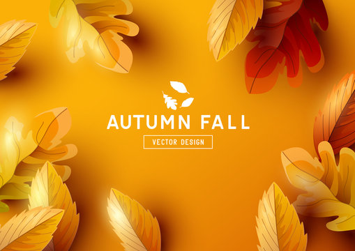 Autumn Vector Background with Falling Leaves
