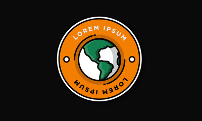 Planet Earth Badge Sticker Vector Illustration in Flat Style Design