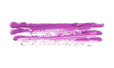 Purple grunge brush strokes, oil paint isolated on white background
