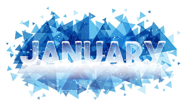 January word on ice background. Vector illustration.