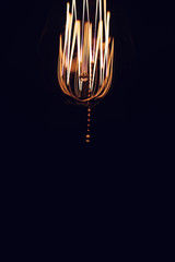 Lamps with tungsten filament. Edison's light bulb. Filament fila