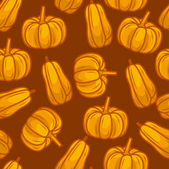 pumpkin vegetable seamless pattern vector illustration