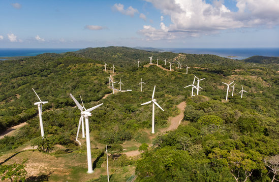 Wind Turbines On Caribbean Island