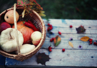 Autumn harvest/ settings table/thanksgiving day background