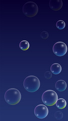 ubble with Hologram Reflection. Set of Realistic Water or Soap Bubbles for Your Design.