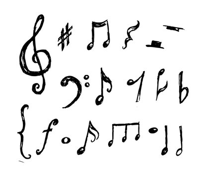 Hand drawn music notes collection vector
