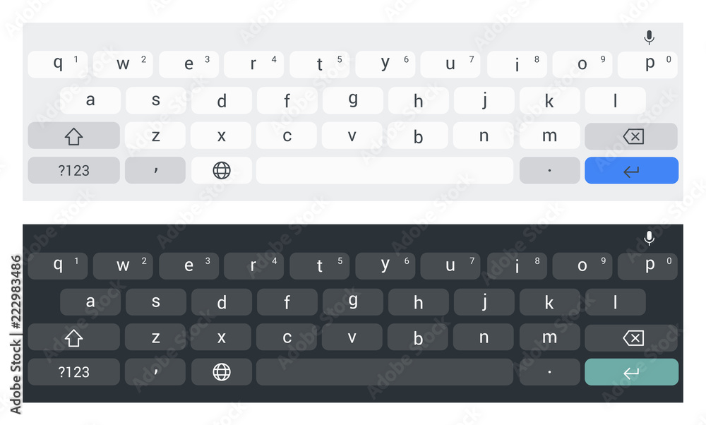 Poster Vector White and dark horizontal mobile keyboard template.