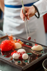 Raspberries for dessert decoration