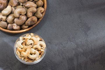 Cashew nuts on the table - Anacardium occidentale