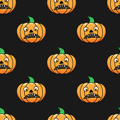 Seamless pattern with pumpkins