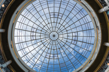 Circle window on the ceiling of shopping mall