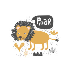 Doodle standing lion illustration