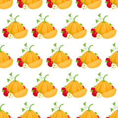Pumpkin with apples pattern
