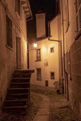 Malesco, Italy: the old town by night