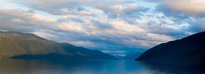 Panoramic view of Lake Teletskoye