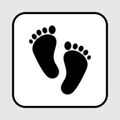 Foot print. Square icon. Black silhouette. Vector illustration