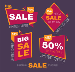 Sale Sticker Set. Special Offer Discount Collection. Promotion Tags.