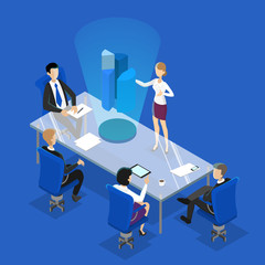 Woman making business presentation in conference room