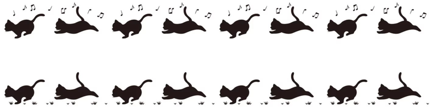 走る子猫のシルエットライン モノクロ Stock ベクター Adobe Stock