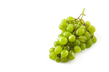 Green grapes isolated on white background. Copyspace

